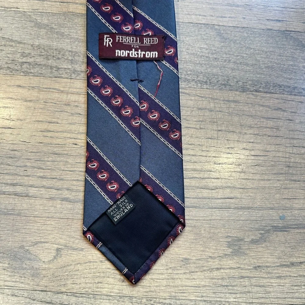 Ferrell Reed for Nordstrom Paisley Necktie Silk Striped Classic‎